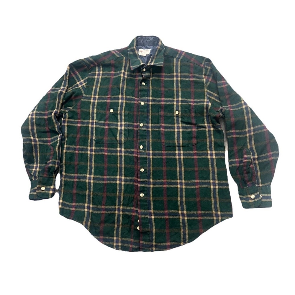 Windridge Flannel Shirt Mens Large Multicolor Plaid Acrylic Button‎ Up Casual